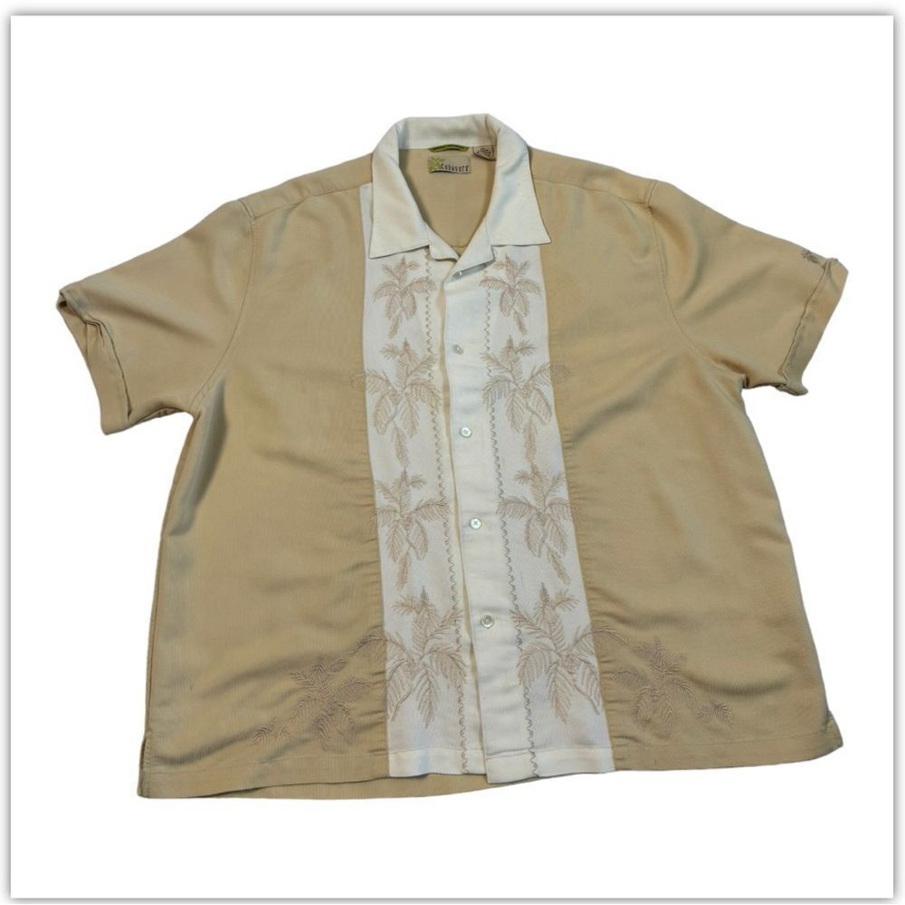 Cubavera Hawaiian Havana Shirt Polyester Rayon Short Sleeve Mens Size XXL